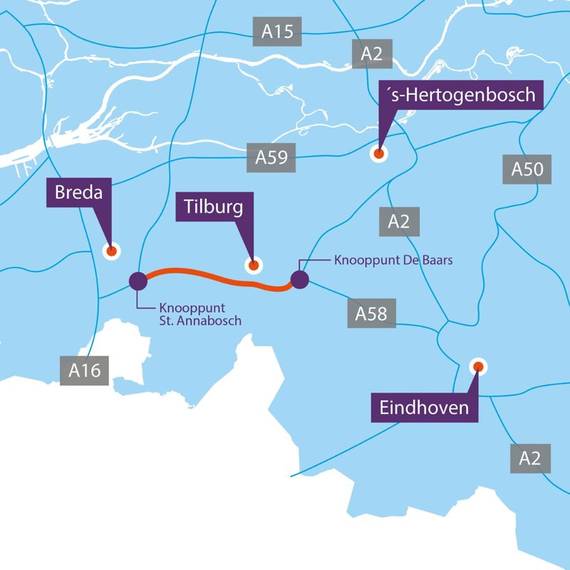 Kaart A58 Tilburg - Breda (1)