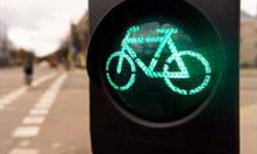 Verkeerslicht voor fietses op groen